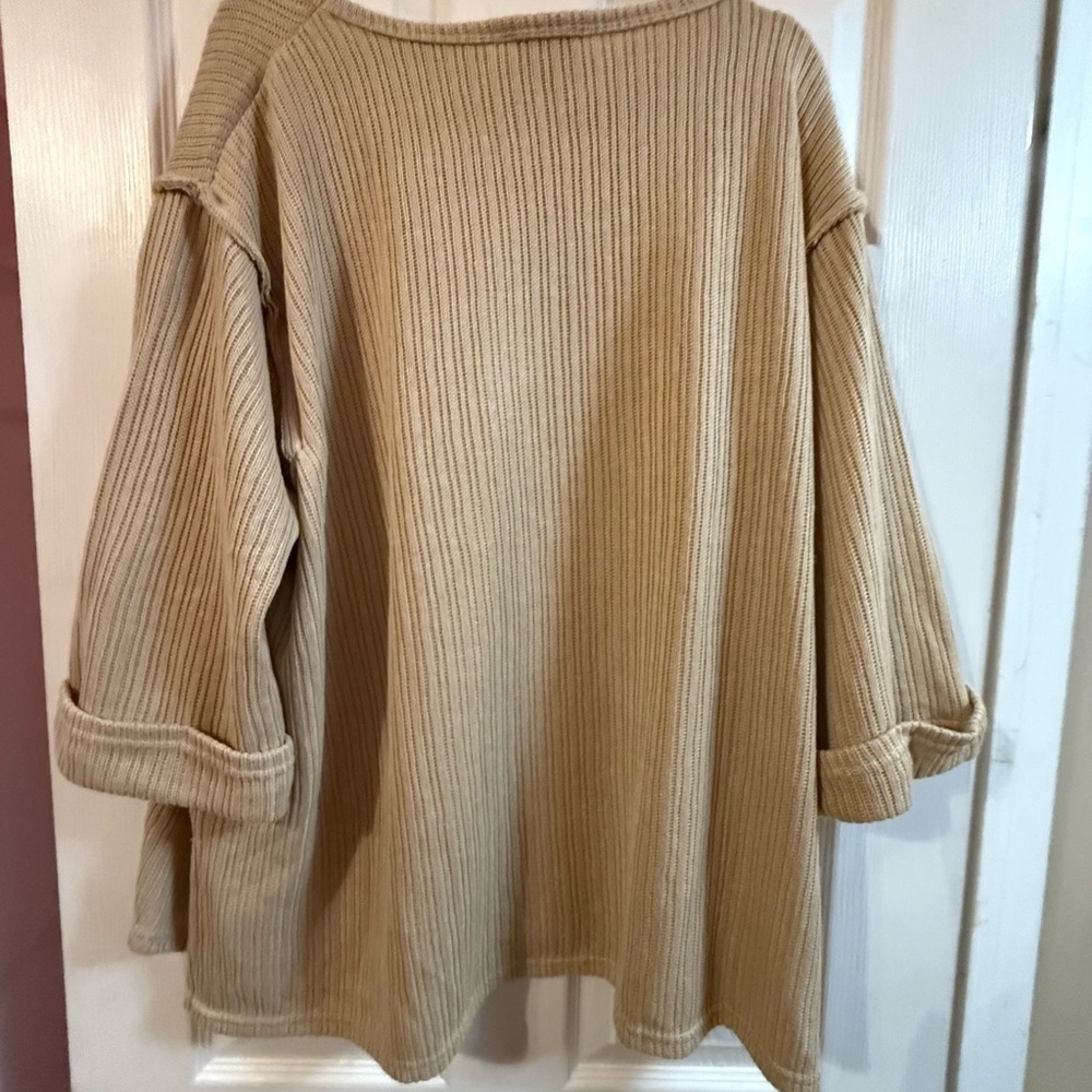 She + Sky Beige Ribbed Knit Top - Picture 5 of 5